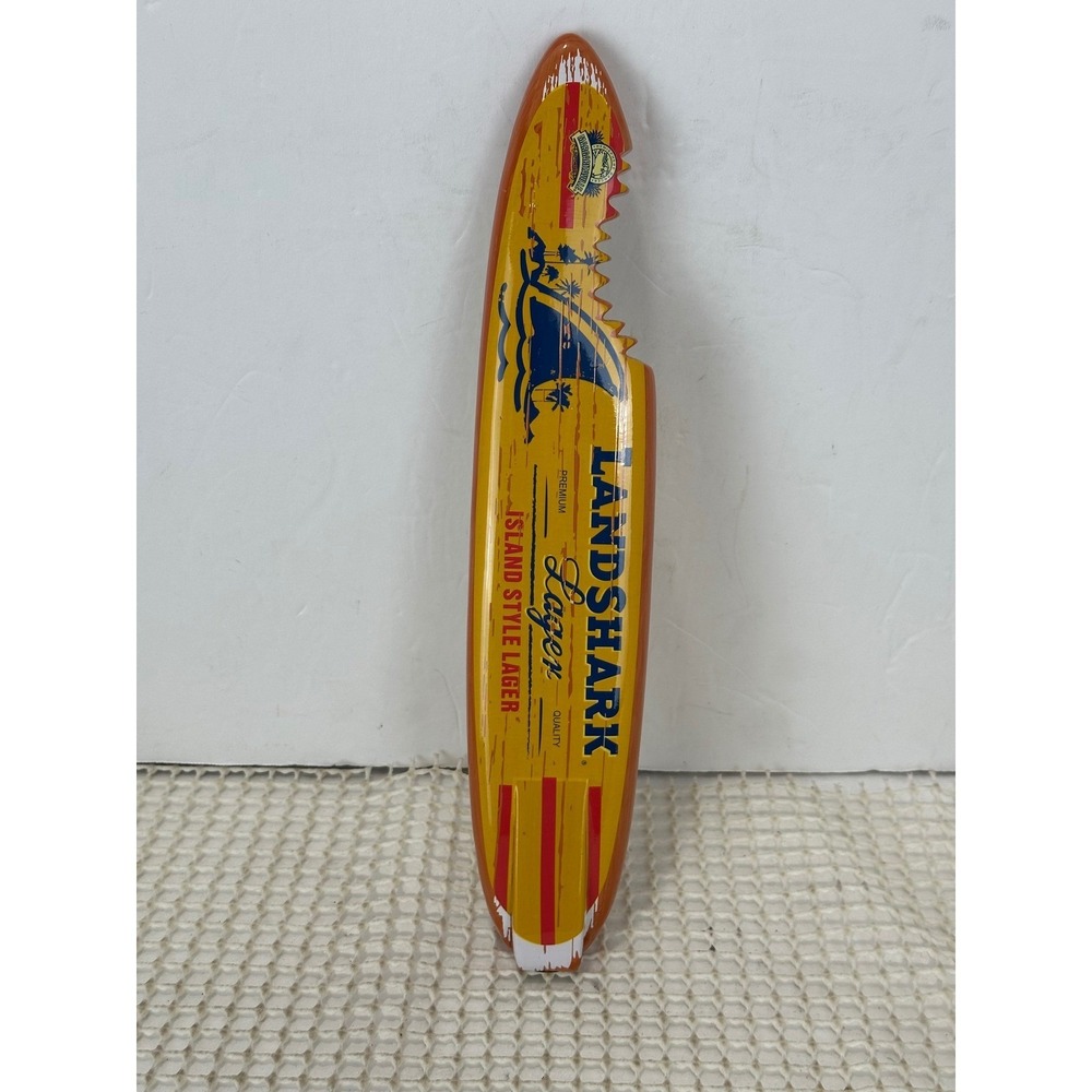 Landshark Lager Beer Tap Handle Surfboard Shark Bite Island Style Yello 11" NEW